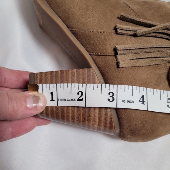 Nine West Inwood Leather Tan Ankle Boots Women's Size 10M Fringe - Picture 12 of 13